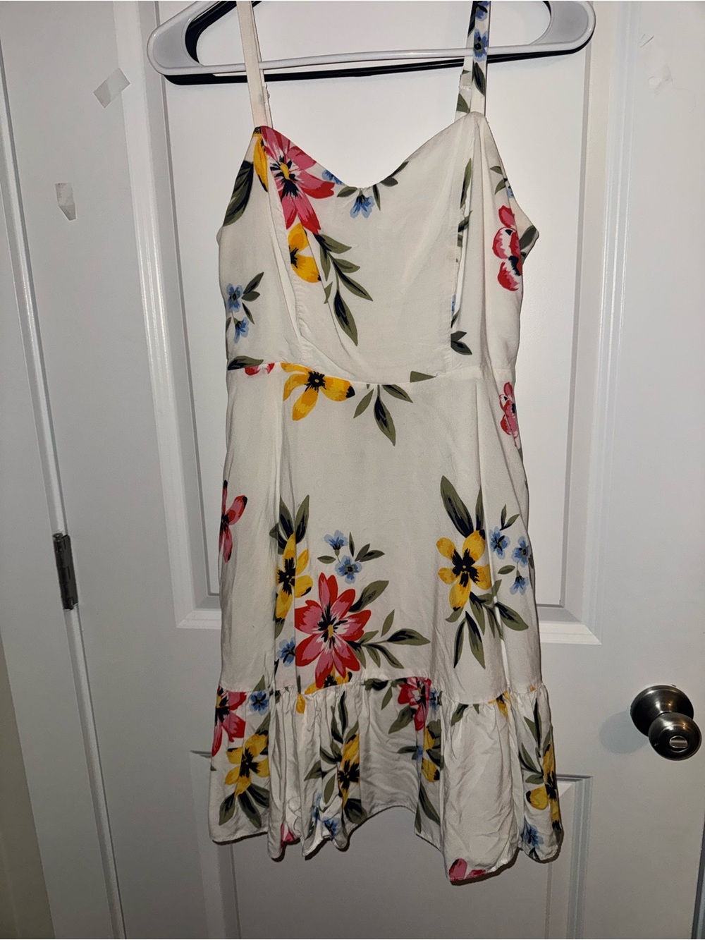 Old Navy Cream Floral Spaghetti-Strap Mini Dress